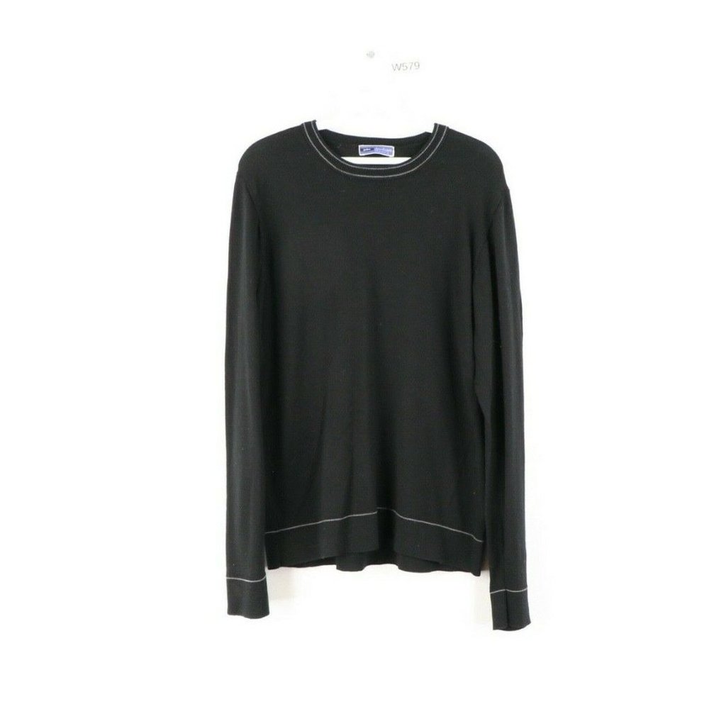 Atelier Gardeur Indigo Merino Wool Long Sleeve Crewneck Sweater Black